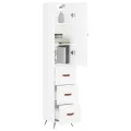 Buffet haut Blanc brillant 34,5x34x180 cm Bois d'ingénierie