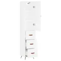 Buffet haut Blanc brillant 34,5x34x180 cm Bois d'ingénierie