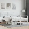 Cadre de lit métal avec tête de lit/pied de lit blanc 150x200cm