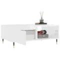Table basse blanc brillant 90x60x35 cm bois d'ingénierie
