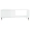 Table basse blanc brillant 90x60x35 cm bois d'ingénierie