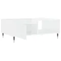 Table basse blanc brillant 90x60x35 cm bois d'ingénierie