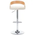 Tabourets de bar lot de 2 crème similicuir et bois courbé