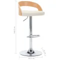 Tabourets de bar lot de 2 crème similicuir et bois courbé