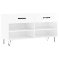 Banc à chaussures blanc brillant 102x35x55 cm bois d'ingénierie