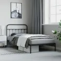 Cadre de lit métal avec tête de lit noir 107x203 cm