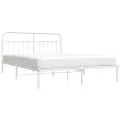 Cadre de lit métal avec tête de lit blanc 183x213 cm