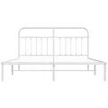 Cadre de lit métal avec tête de lit blanc 183x213 cm