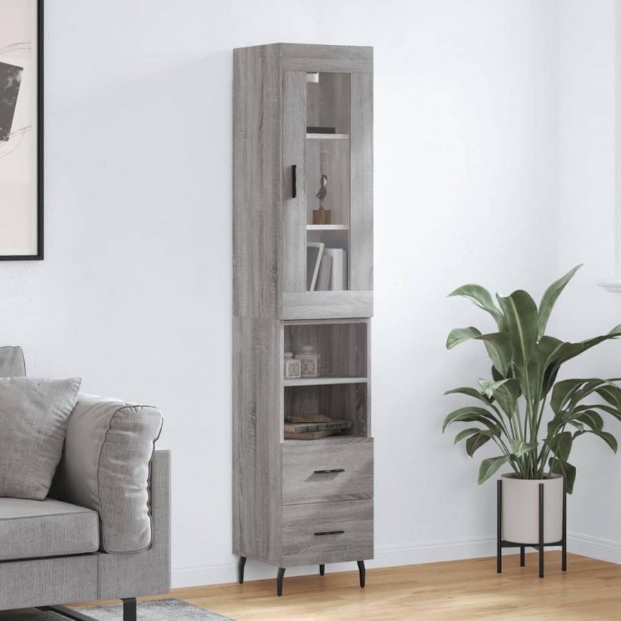 Buffet haut Sonoma gris 34,5x34x180 cm Bois d'ingénierie