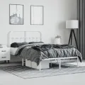 Cadre de lit métal avec tête de lit blanc 120x190 cm