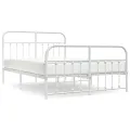 Cadre de lit métal avec tête de lit/pied de lit blanc 140x190cm