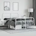 Cadre de lit métal avec tête de lit/pied de lit blanc 140x190cm