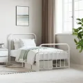 Cadre de lit métal avec tête de lit/pied de lit blanc 100x190cm