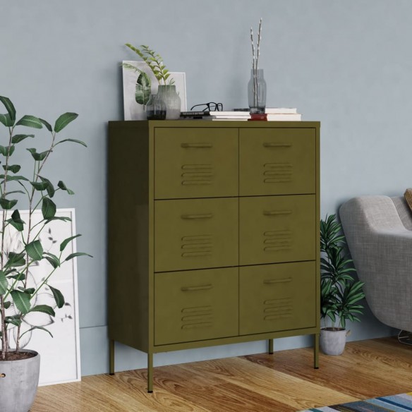 Armoire à tiroirs Vert olive 80x35x101,5 cm Acier