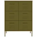 Armoire à tiroirs Vert olive 80x35x101,5 cm Acier