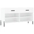 Banc à chaussures blanc 102x35x55 cm bois d'ingénierie