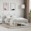 Cadre de lit métal avec tête de lit blanc 135x190 cm