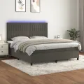 cadre de lit matelas et LED Gris foncé 160x200 cm