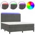 cadre de lit matelas et LED Gris foncé 160x200 cm
