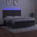 cadre de lit matelas et LED Gris foncé 160x200 cm