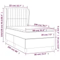 cadre de lit et matelas Gris foncé 80x200 cm Velours
