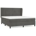 cadre de lit et matelas Gris foncé 160x200cm Velours