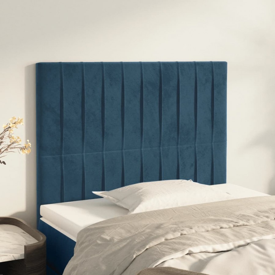 Têtes de lit 2 pcs Bleu foncé 80x5x78/88 cm Velours