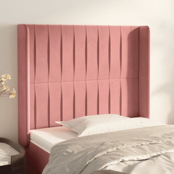 Tête de lit avec oreilles Rose 93x16x118/128 cm Velours