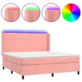 cadre de lit matelas et LED Rose 180x200 cm Velours