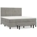 cadre de lit et matelas Gris clair 160x200cm Velours