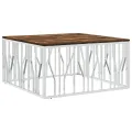 Table basse argenté acier inoxydable/bois massif récupération
