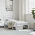 Cadre de lit métal avec tête de lit blanc 90x200 cm