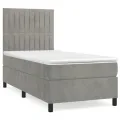 cadre de lit et matelas Gris clair 90x190 cm Velours