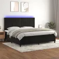 cadre de lit matelas et LED Noir 200x200 cm Velours