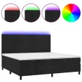 cadre de lit matelas et LED Noir 200x200 cm Velours