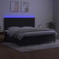 cadre de lit matelas et LED Noir 200x200 cm Velours