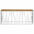 Table basse argenté acier inoxydable et bois massif d'acacia