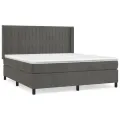 cadre de lit et matelas Gris foncé 180x200cm Velours