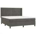 cadre de lit et matelas Gris foncé 180x200cm Velours