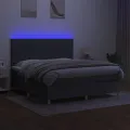 cadre de lit et matelas et LED Gris foncé 160x200 cm
