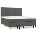 cadre de lit et matelas Gris foncé 180x200cm Velours