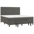 cadre de lit et matelas Gris foncé 180x200cm Velours