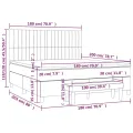 cadre de lit et matelas Gris foncé 180x200cm Velours