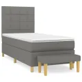 cadre de lit avec matelas Gris foncé 80x200 cm Tissu