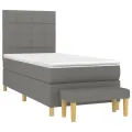 cadre de lit avec matelas Gris foncé 80x200 cm Tissu