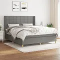 cadre de lit avec matelas Gris foncé 160x200cm Tissu