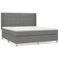 cadre de lit avec matelas Gris foncé 160x200cm Tissu