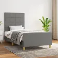Cadre de lit avec tête de lit Gris foncé 80x200 cm Tissu