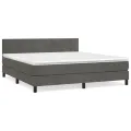 cadre de lit et matelas Gris foncé 180x200cm Velours