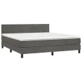 cadre de lit et matelas Gris foncé 180x200cm Velours